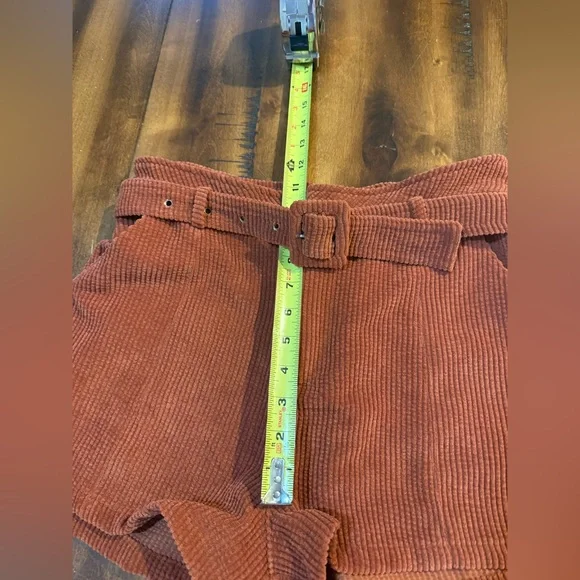 Altar’d State Burnt Orange Corduroy Shorts Medium Belted Zip and Latch - Picture 6 of 8